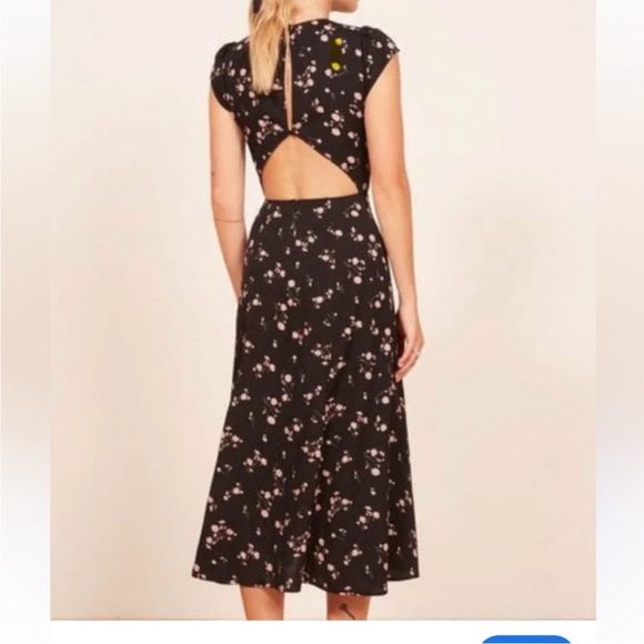 Reformation Gavin Black Floral Midi Dress, Women’s Size 0 - Picture 2 of 8